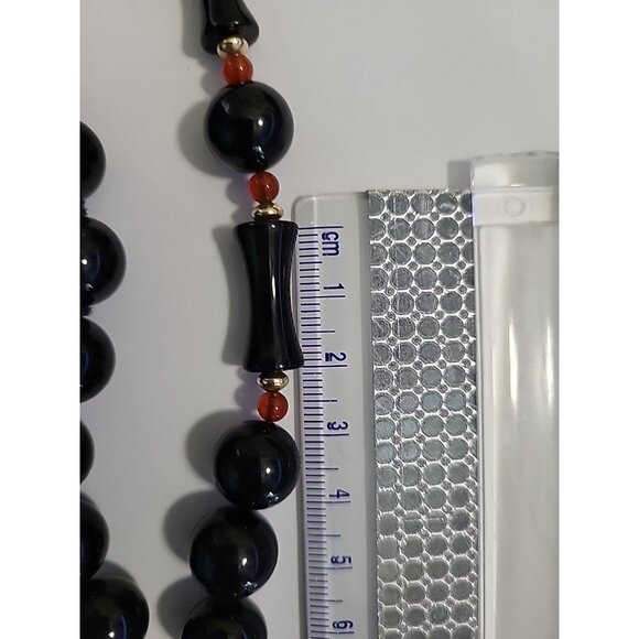 Black Onyx 32” Long Necklace Knotted Bead Mixed 10MM Round and 20MM See Pictures - Picture 16 of 16